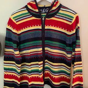 Crazy Horse Vintage Multicolor Striped Zip Sweater